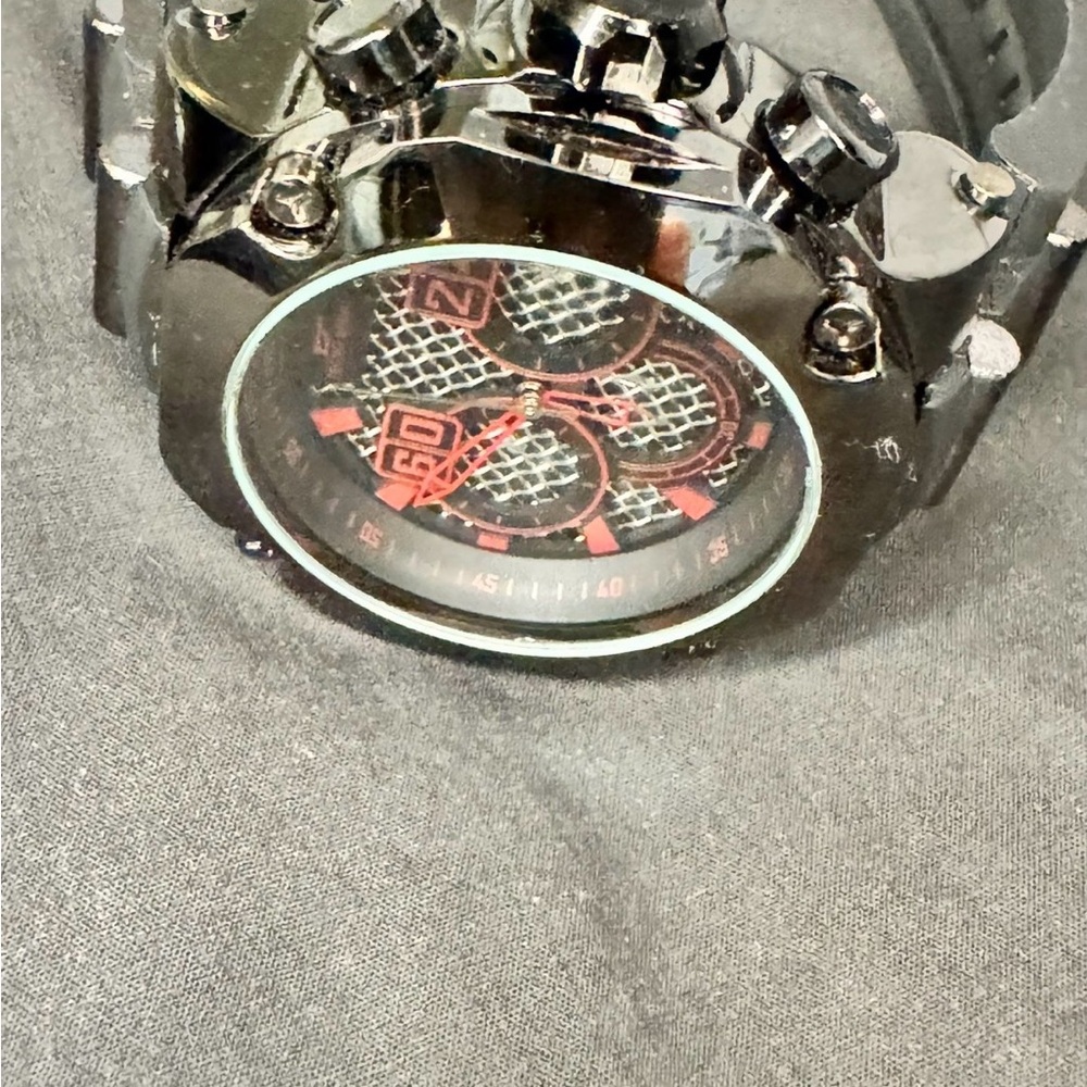Black Men's Sport Chronograph Watch with Red Accents - Picture 7 of 9